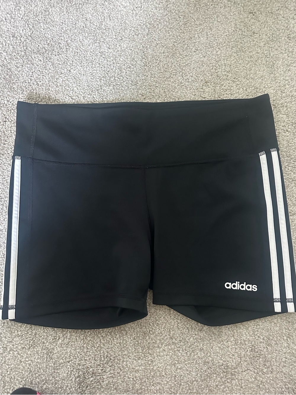 adidas Black Bike Shorts with White Side Stripes
